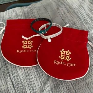 2 Rustic Cuff leather bracelets with sparkles